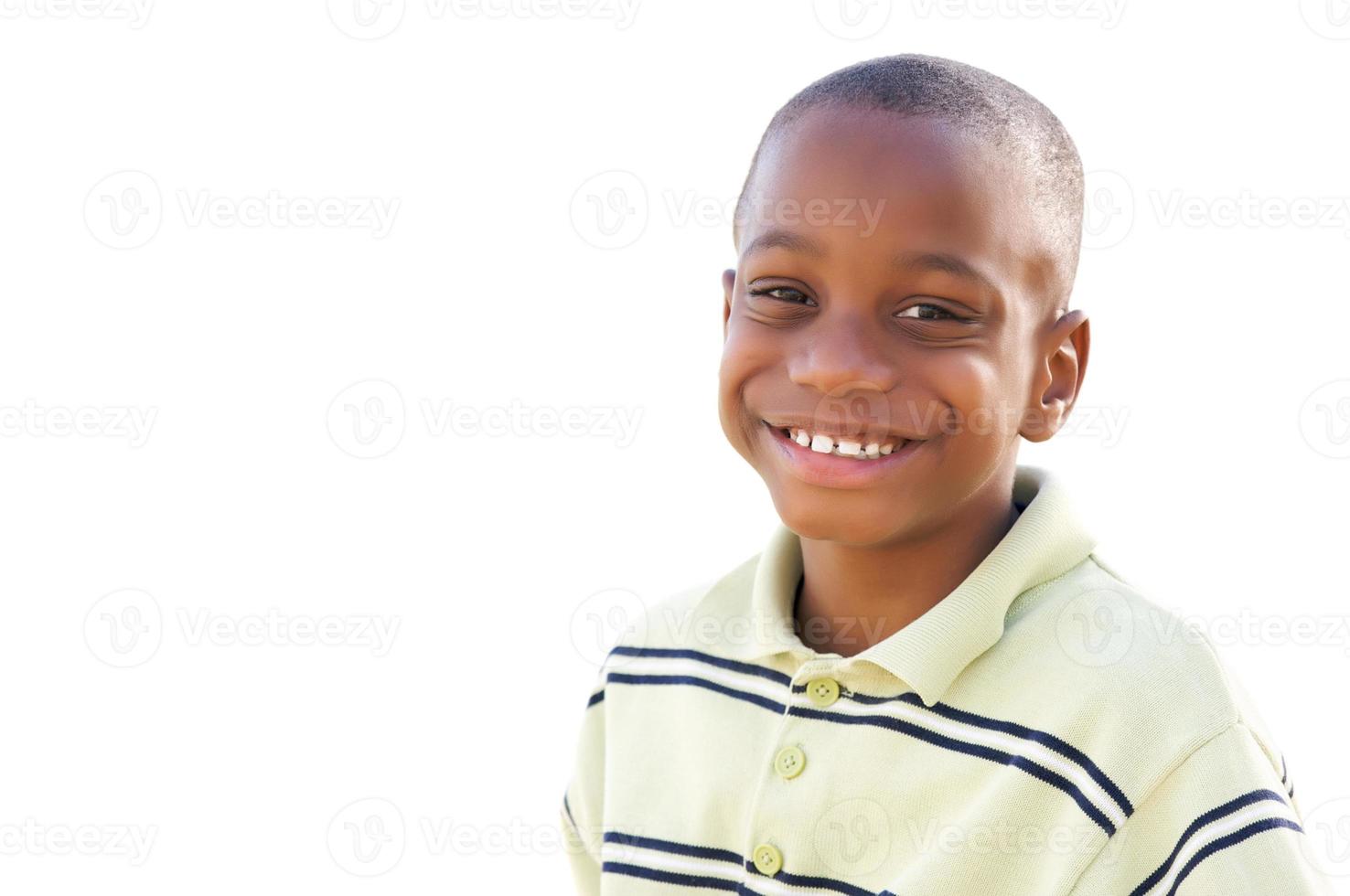 Handsome Young African American Boy Isolated on White photo