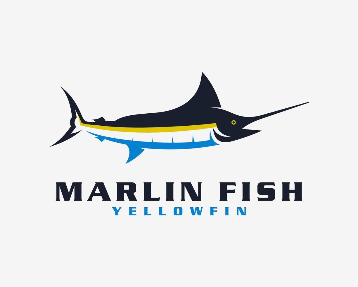 marlin pez espada pez mar océano fauna marina pesca mariscos agua salada mascota vector logo diseño