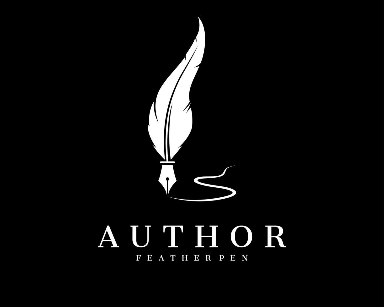 Feather Quill Pen Literature Stationery Write Plume Author Traditional Writer Vector Logo Design