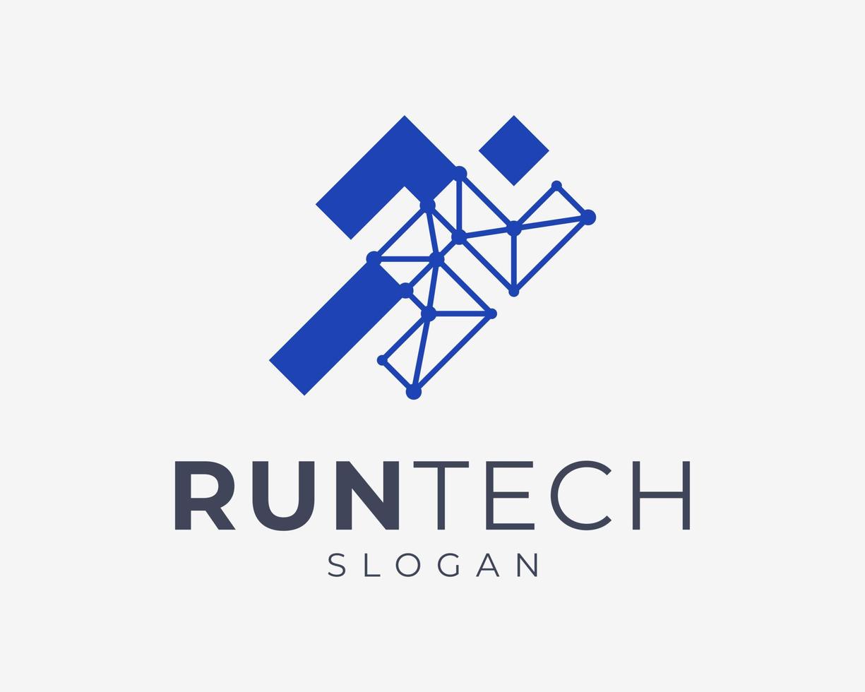 Run Jogging Runner Sprint Athlete Speed Mesh Connection Technology Digital Modern Vector Logo Design