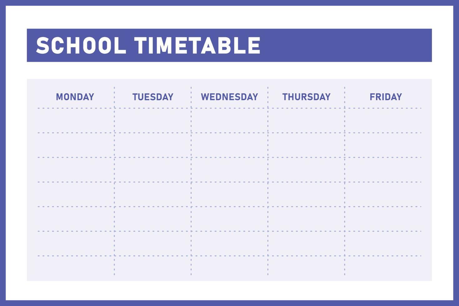 blue school timetable vector template