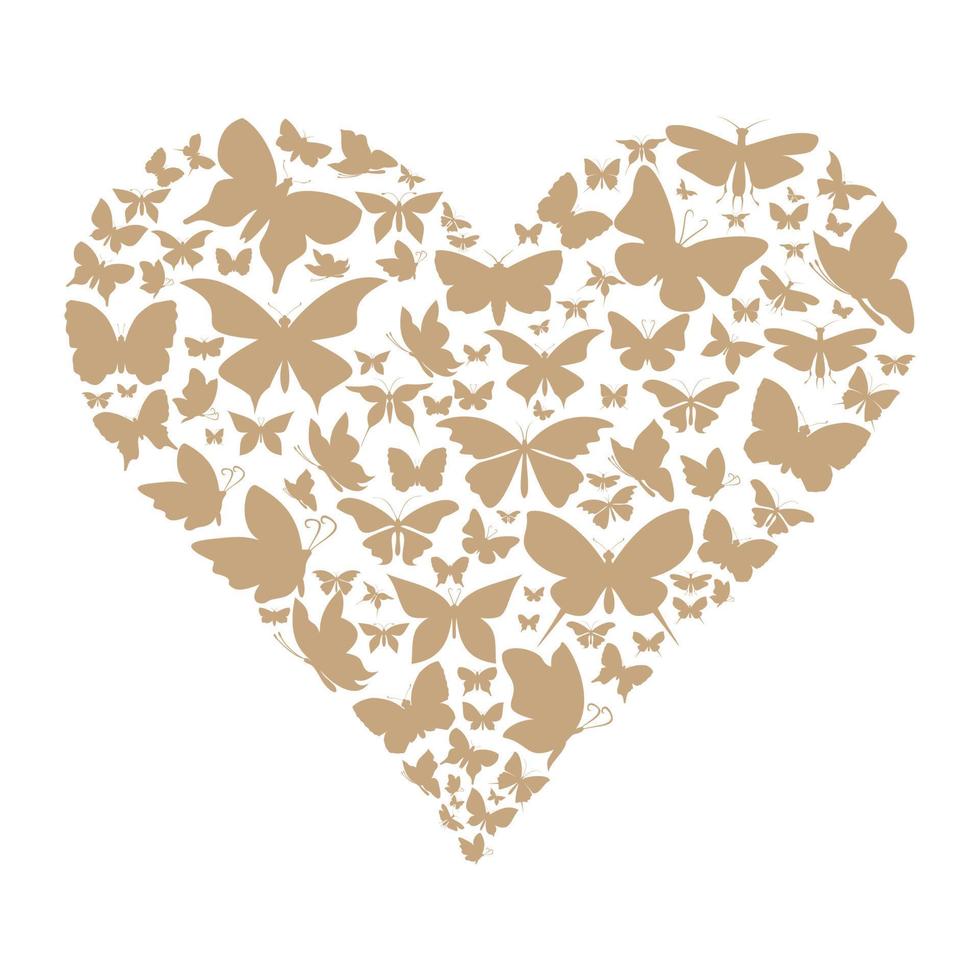 Heart made of butterflies. A vector illustration
