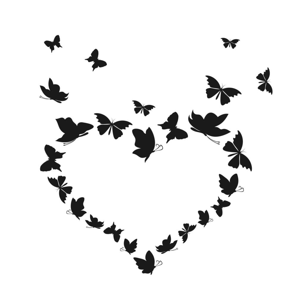 Heart made of butterflies. A vector illustration