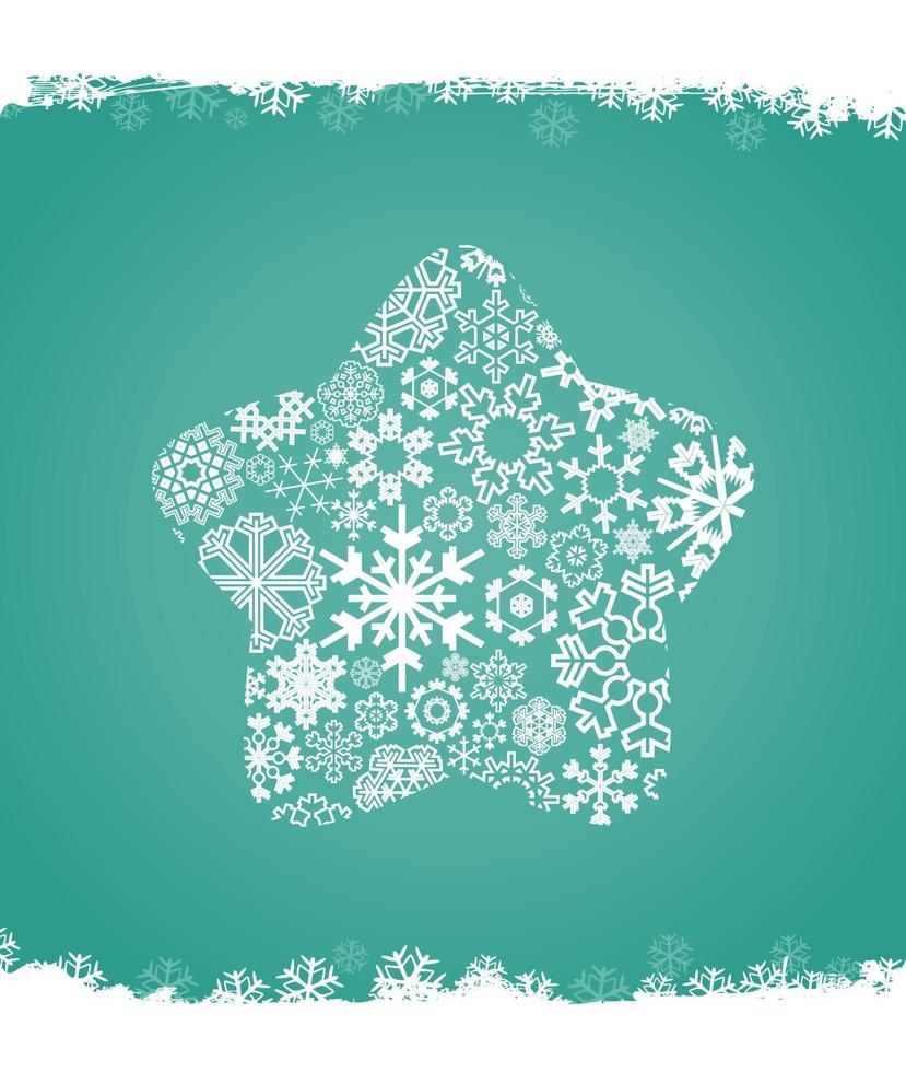 Star from snowflakes on a green background. A vector illustration