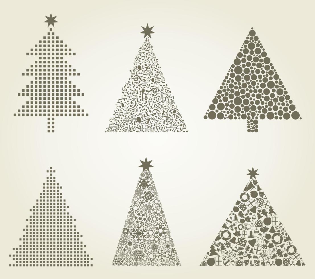 Collection of Christmas trees. A vector illustration
