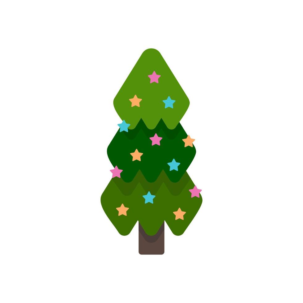 Christmas tree and decoration. Vector illustration