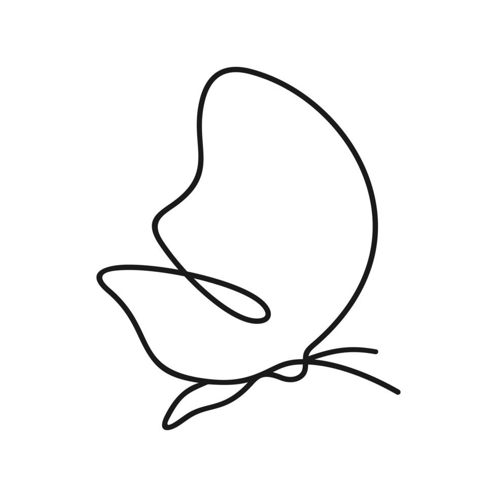 Linear silhouette of a butterfly. Vector illustration