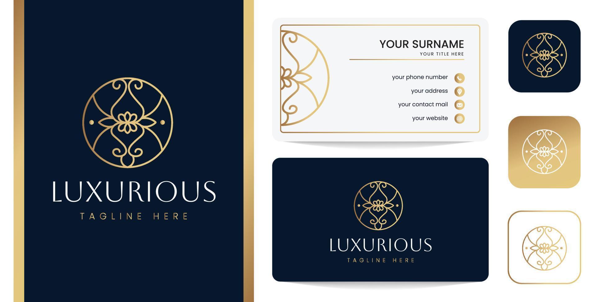 Modern Luxury ornament logo template Free Vector suitable for brand , hotel logo, market logo, fashion logo, resort logo, boutique. with business card