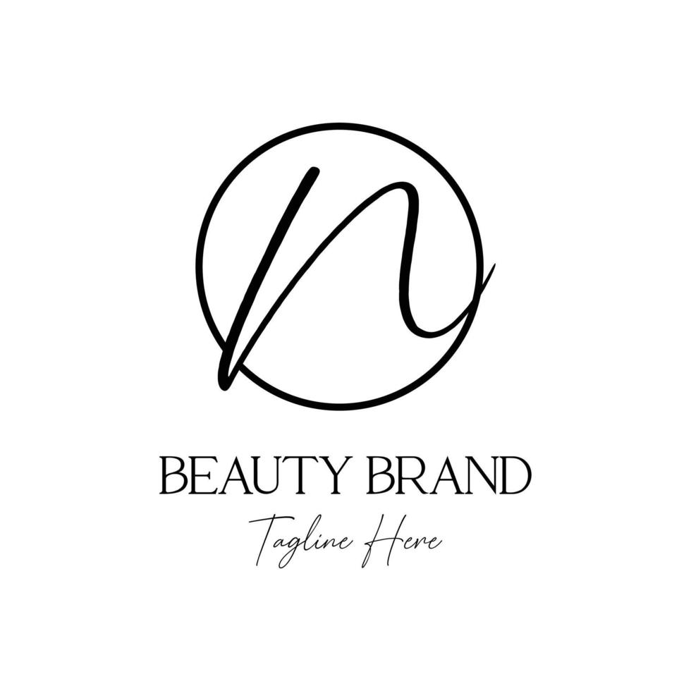 N initial handwriting and signature style logo template Free Vector Fashion, Jewelry, Boutique and Business Brand Identity