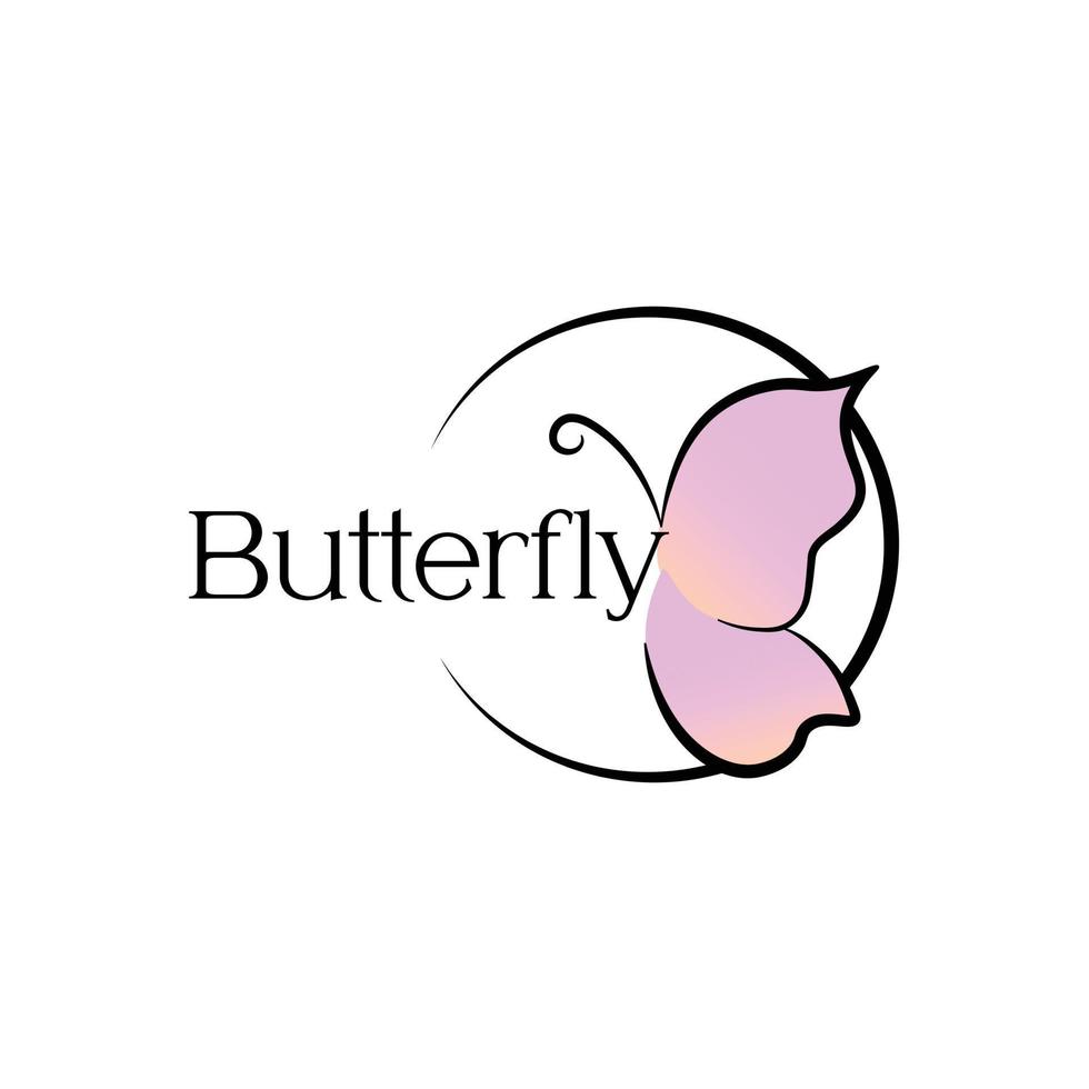 beautiful purple gradient butterfly free vector logo design template