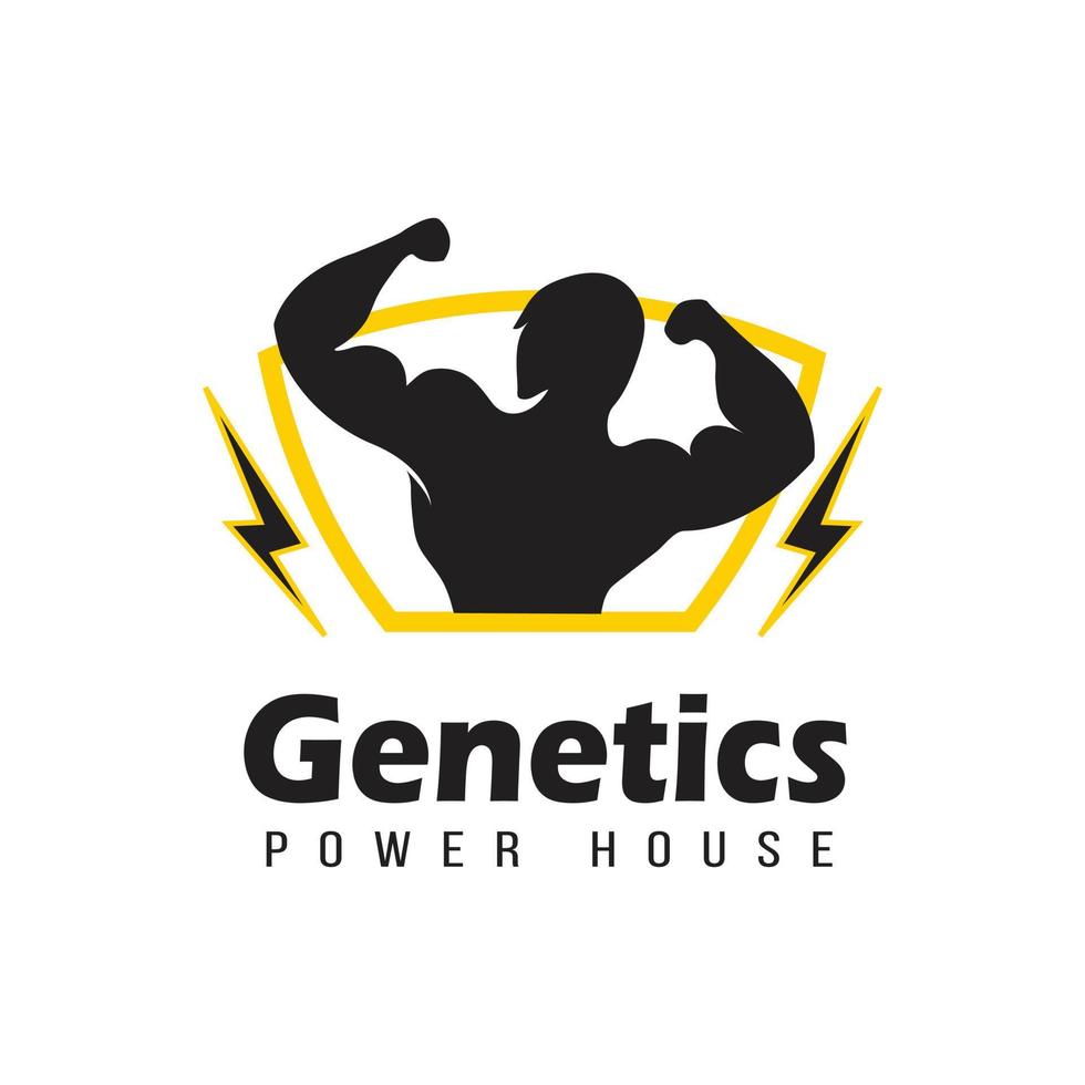 strong athlete with thunder logo design for Fitness, gym  free Vector object and Icons for Sport Label, Gym Badge.