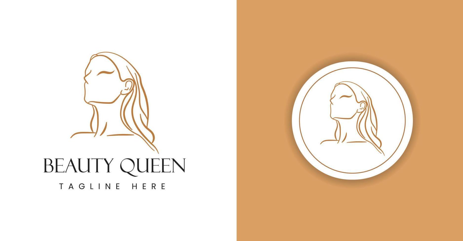 plantilla de elementos de marca de logotipo de cabeza de mujer de belleza femenina de estilo lineal minimalista, ilustración de rostro femenino para estampados de spa de moda de belleza, joyería, cosmética orgánica vector libre