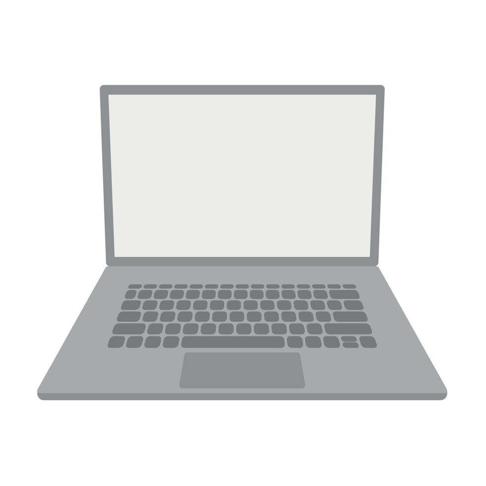 Open gray laptop, laptop blank screen, flat vector, isolate on white vector