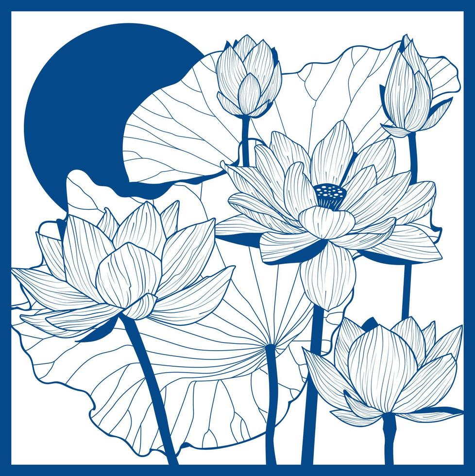 set of 5 lotuses on a white background vector