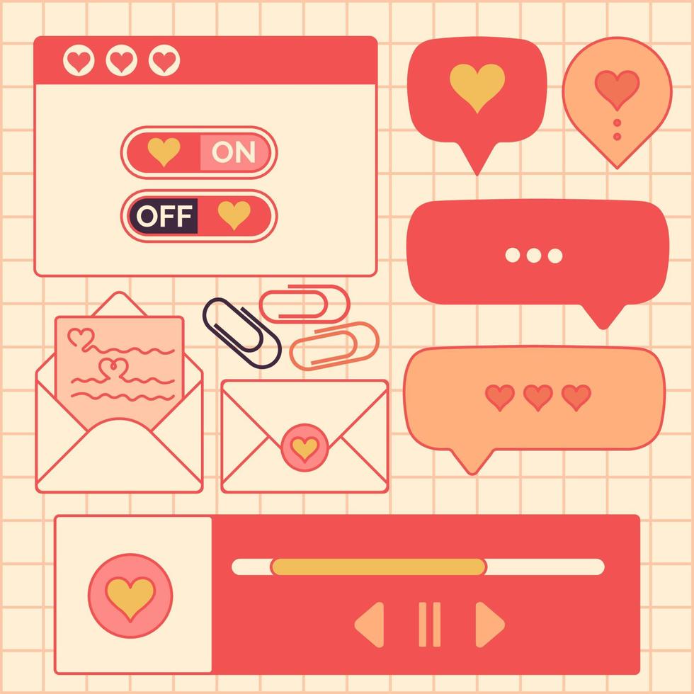 Cute Notes Hearts Computer User Interface vector