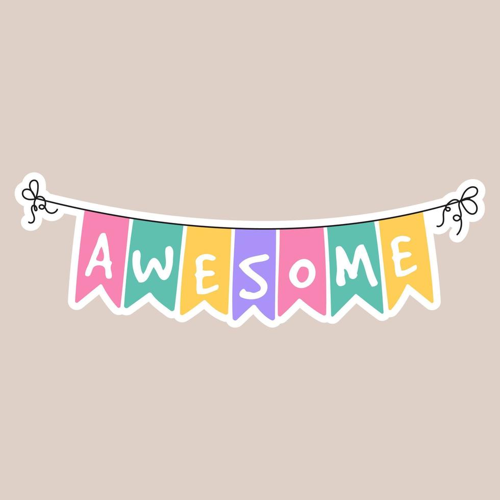Good job groovy sticker. Reward sticker for teachers and kids. Hand drawn vector illustration.