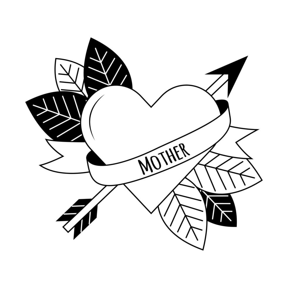 Heart tattoo in y2k, 1990s, 2000s style. Emo goth element design. Old school tattoo. Vector illustration