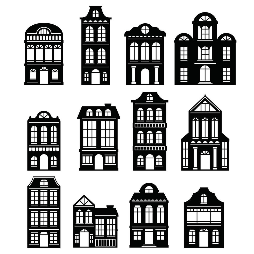 edificio casa silueta paquete monocromo vector