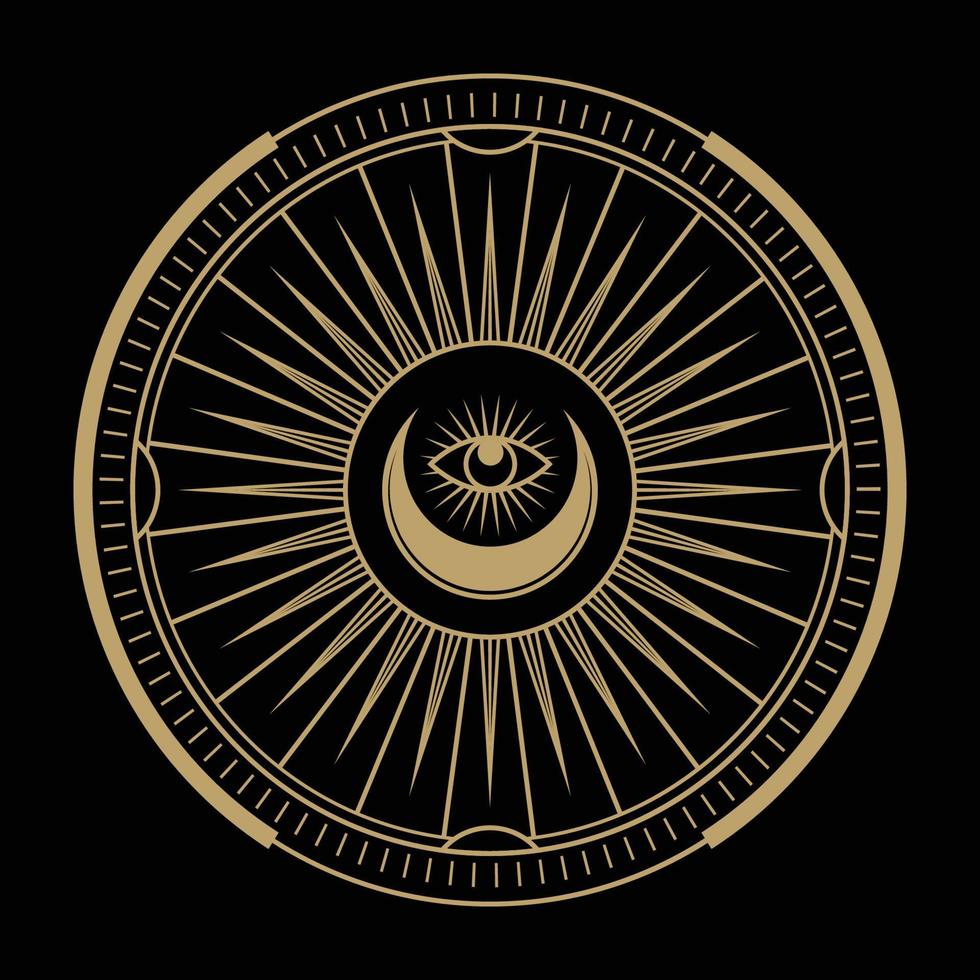 mysterious golden magical circle vector design