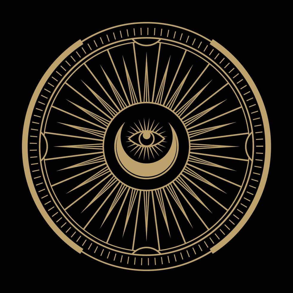 mysterious golden magical circle vector design