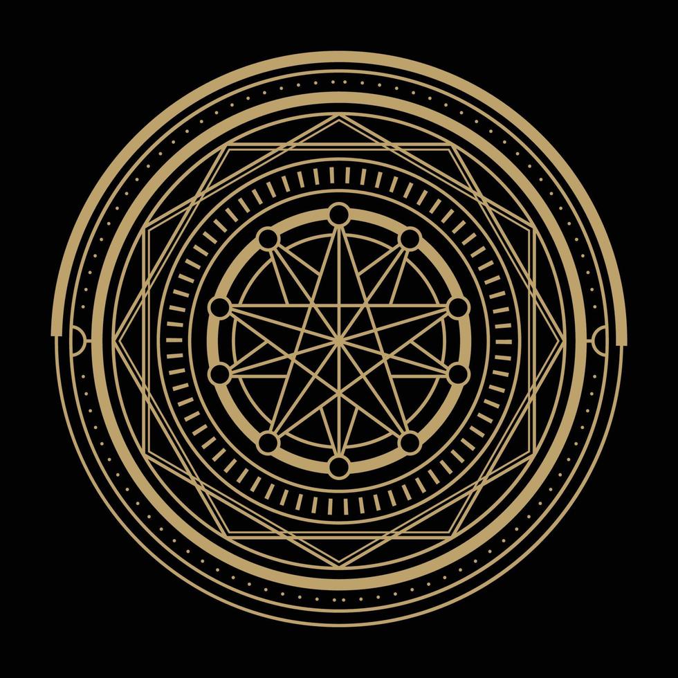 mysterious golden magical circle vector design