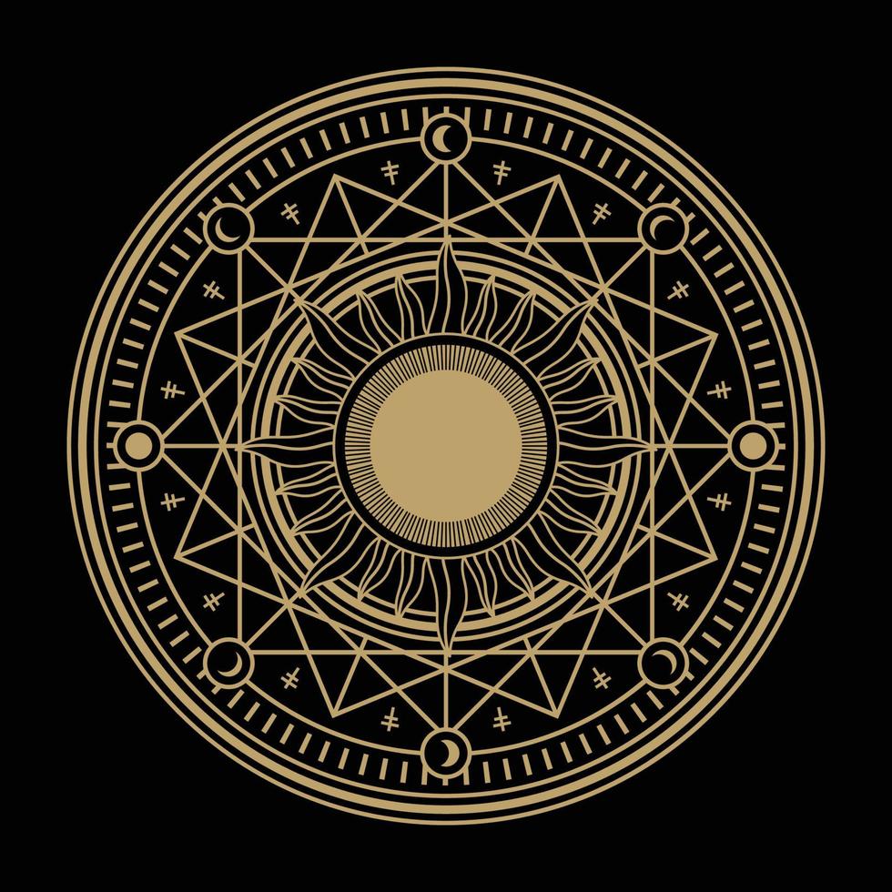 mysterious golden magical circle vector design
