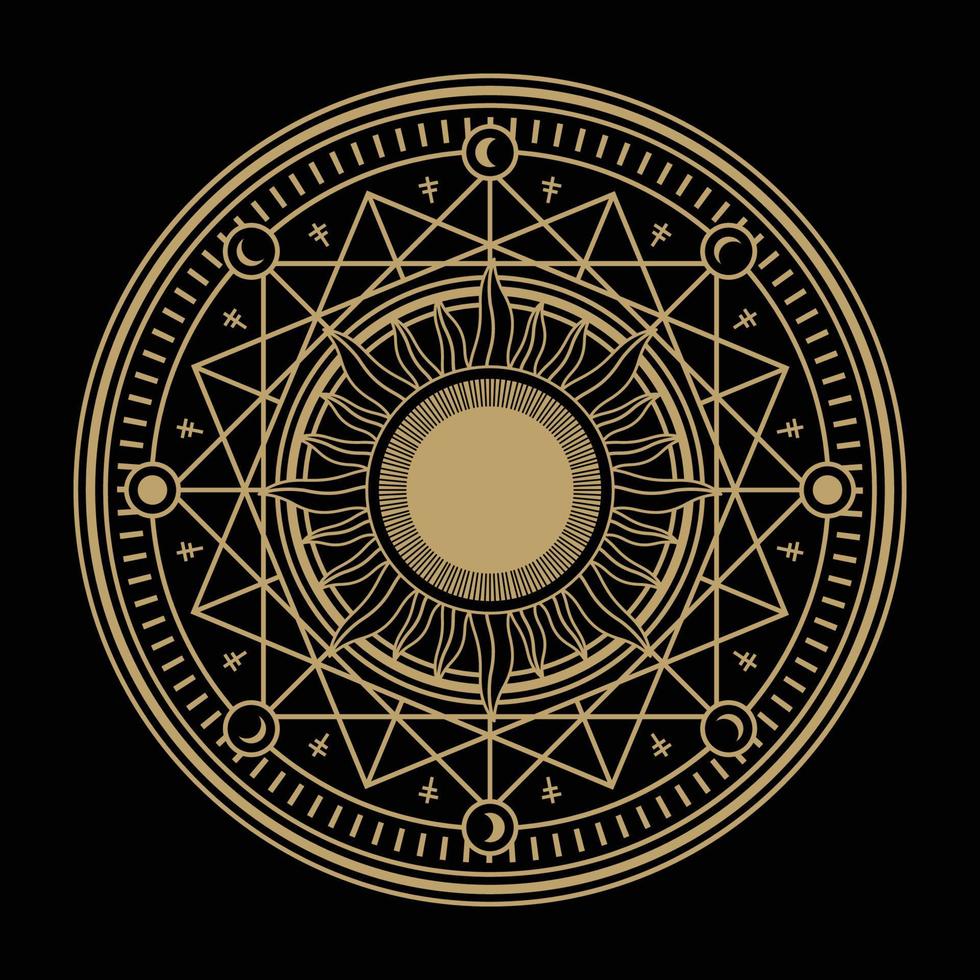 mysterious golden magical circle vector design