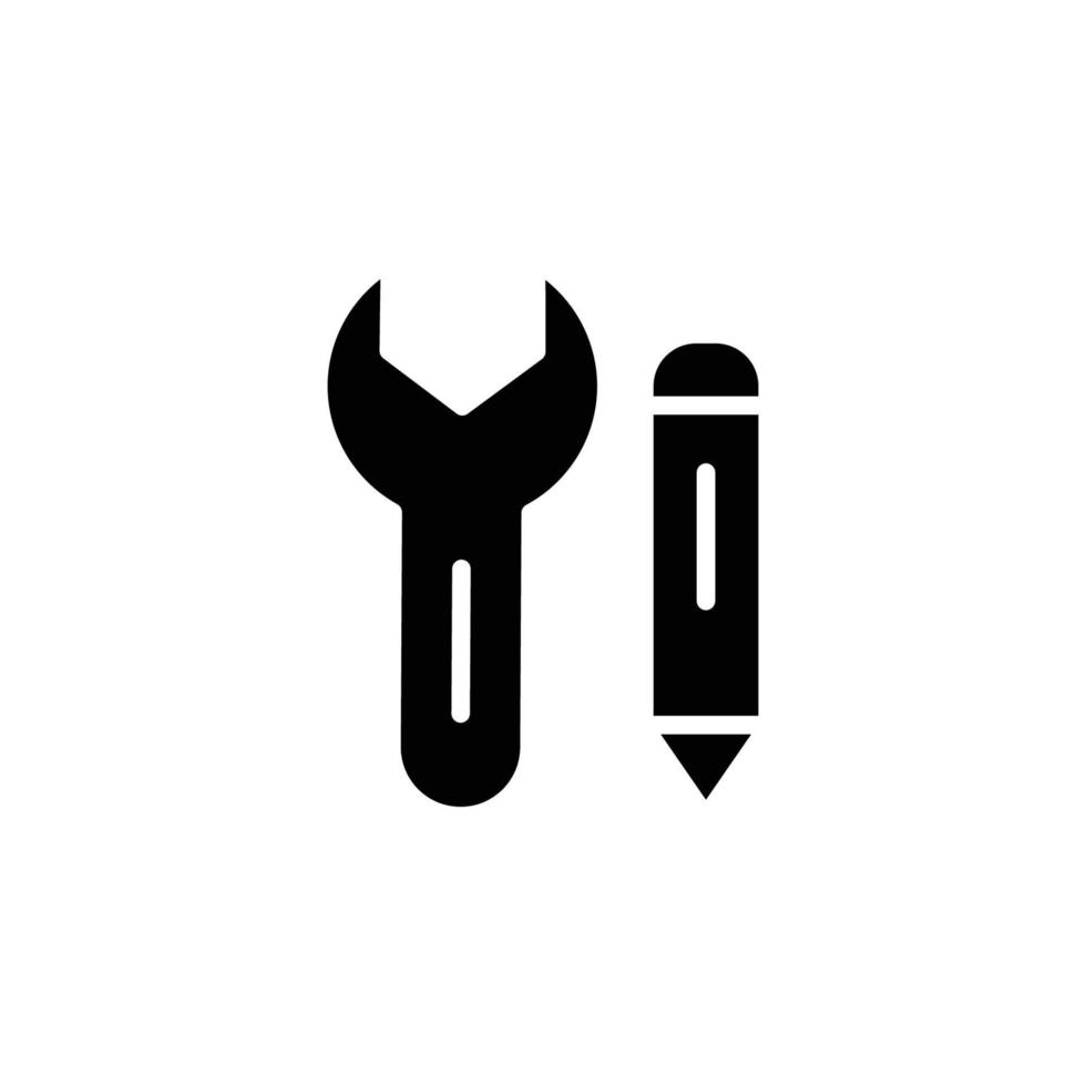 Wrench icon illustration with pencil. glyph icon style. icon related to construction. Simple vector design editable