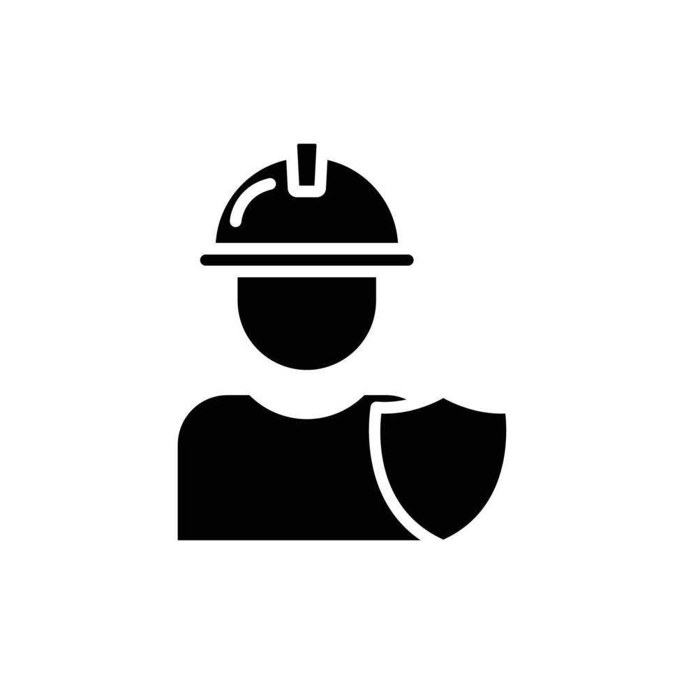 ilustración del icono del constructor con escudo. estilo de icono de glifo. adecuado para el icono de seguridad. icono relacionado con la construcción. diseño vectorial simple editable vector