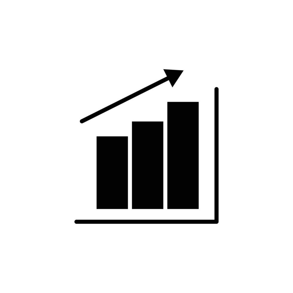 Graph icon illustration with up arrow. Financial chart growth. glyph icon style. suitable for apps, websites, mobile apps. icon related to finance. Simple vector design editable