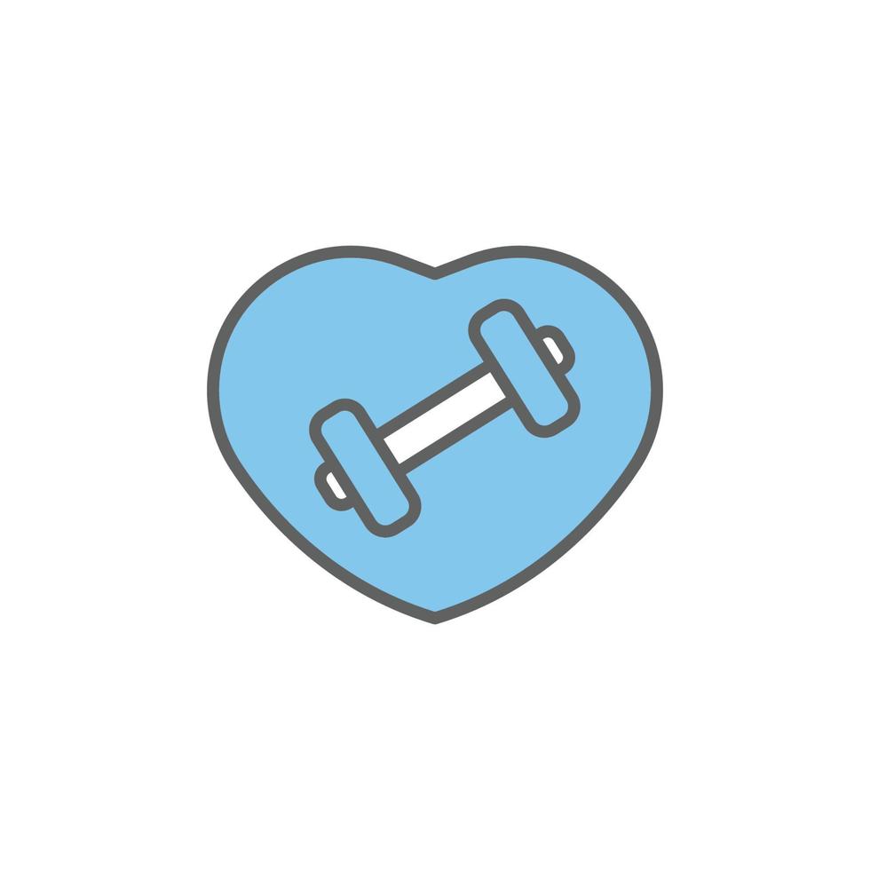 Heart icon illustration with barbells. Two tone icon style. icon related to fitness, sport. Simple vector design editable