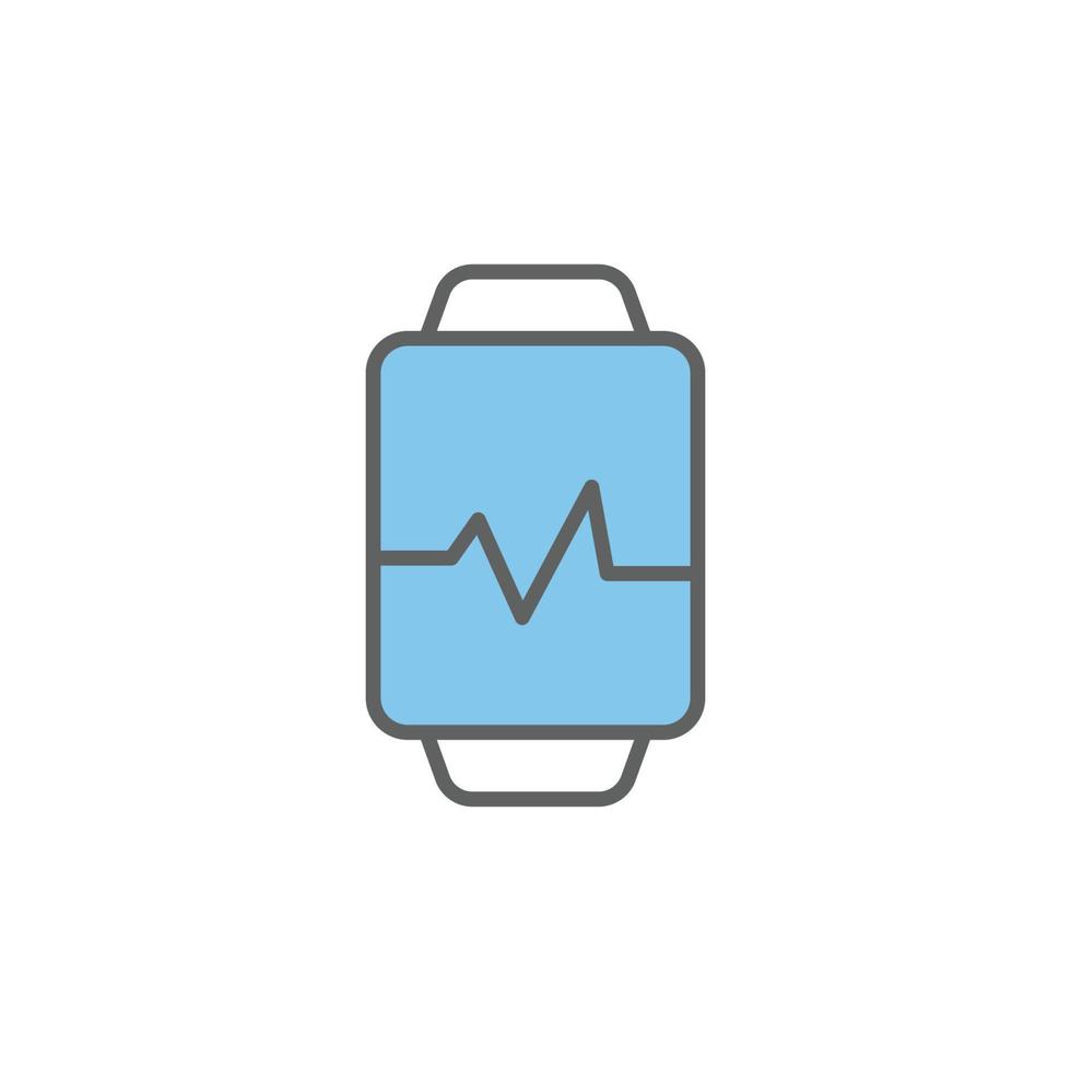 Smart watch icon illustration. suitable for pulse detection icon. Two tone icon style. icon related to fitness, sport. Simple vector design editable
