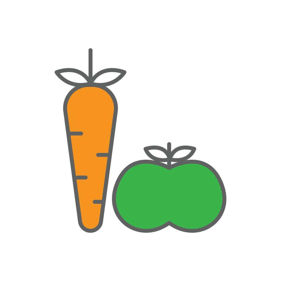 Apples and carrots icon illustration. suitable for healthy food. Two tone icon style. icon related to fitness. Simple vector design editable