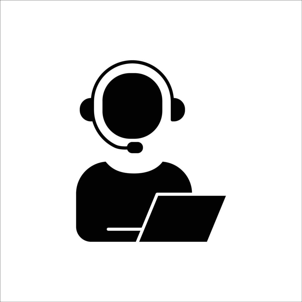 ilustración de icono de personas con auriculares. estilo de icono de glifo. adecuado para aplicaciones, sitios web, aplicaciones móviles. icono relacionado con contactarnos. diseño vectorial simple editable vector