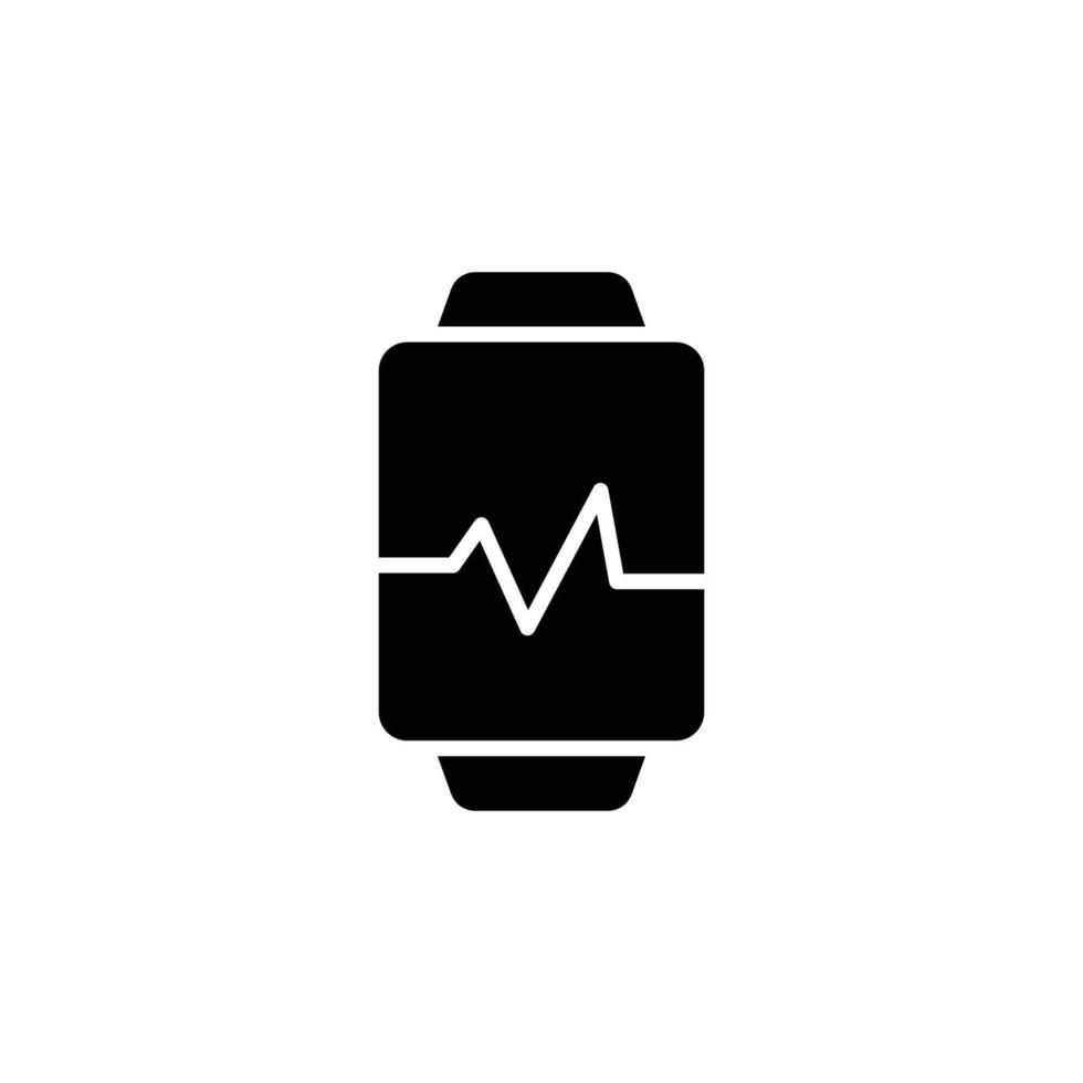 Smart watch icon illustration. suitable for pulse detection icon. glyph icon style. icon related to fitness, sport. Simple vector design editable