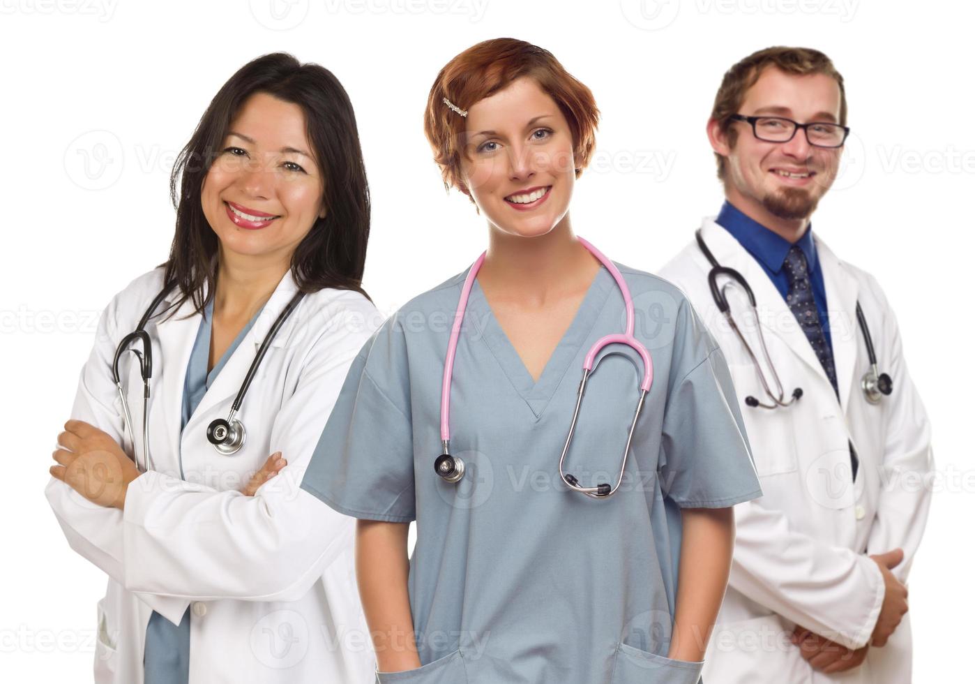 Group of Doctors or Nurses on a White Background photo