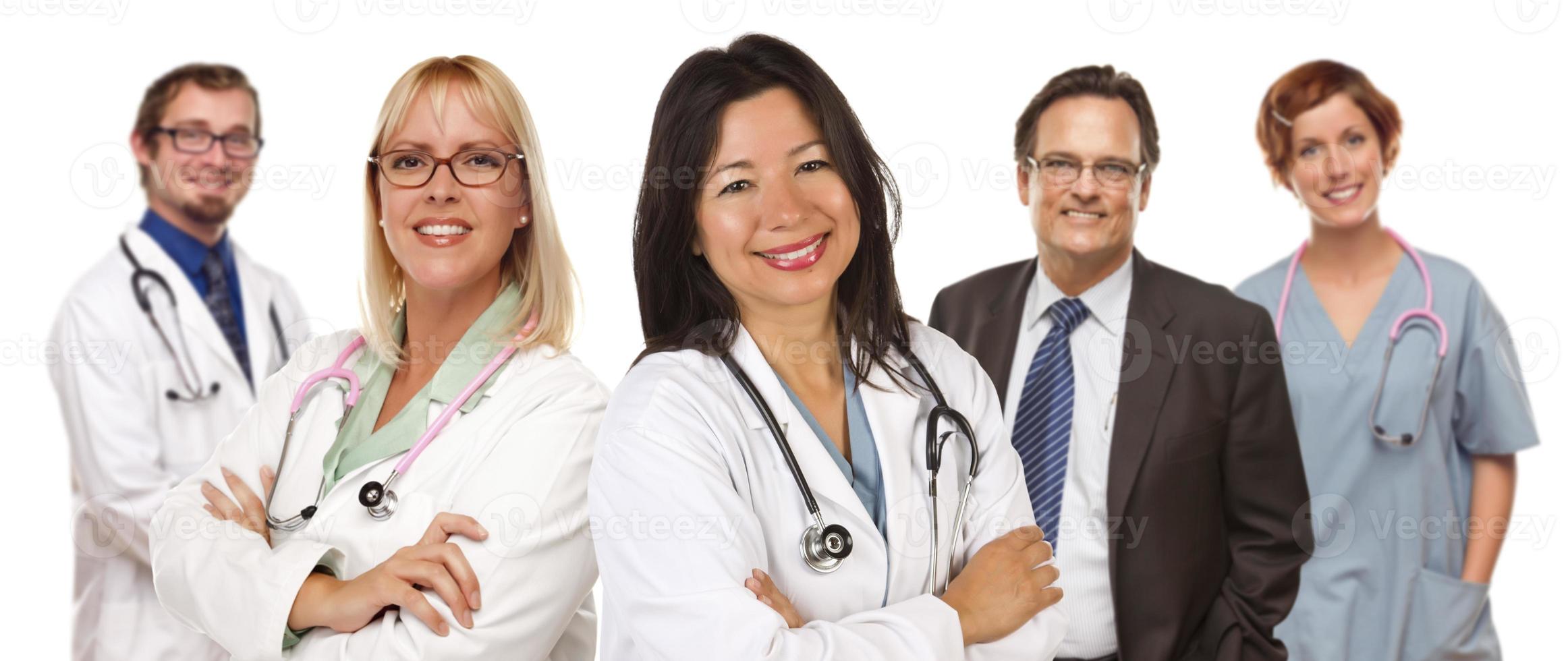 Group of Doctors or Nurses on a White Background photo