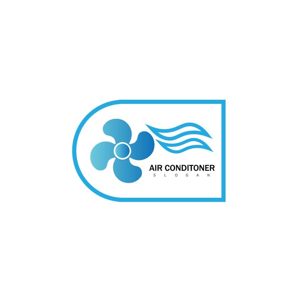 Air conditioning and snowflake with twist, logo template. Construction, repair and installation of air conditioners, vector design, illustration