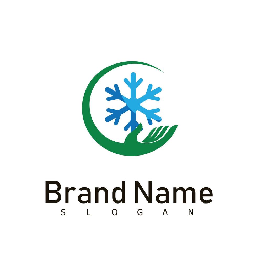 Air conditioning and snowflake with twist, logo template. Construction, repair and installation of air conditioners, vector design, illustration