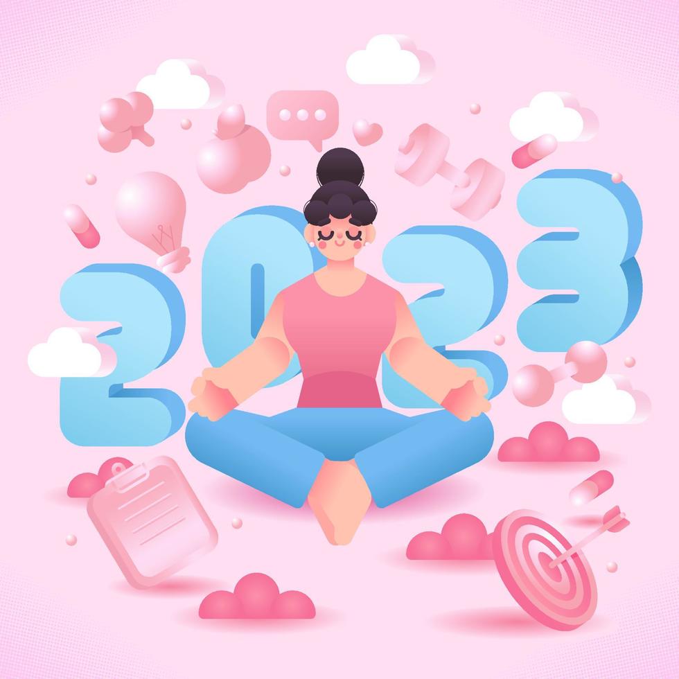 Healthy Lifestyle For New Year Resolution vector
