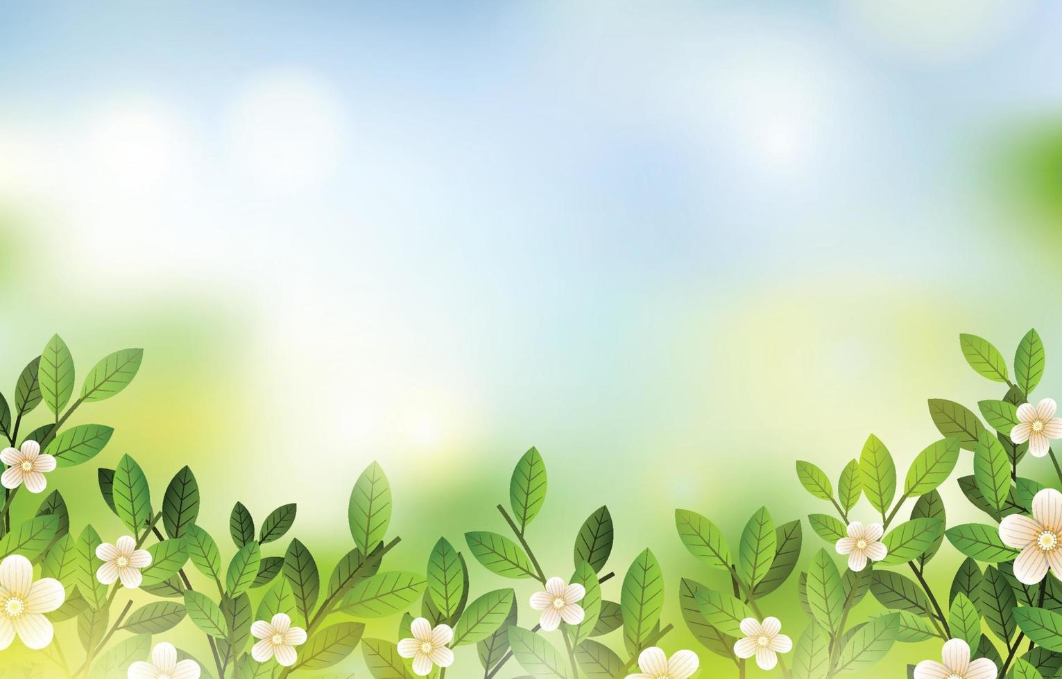 Spring Floral Background with Sky vector