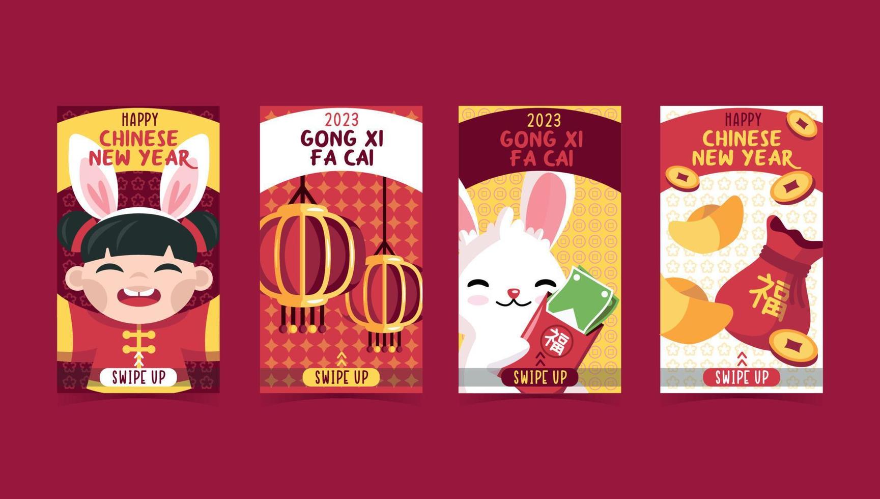 Chinese Year Social Media Templates vector