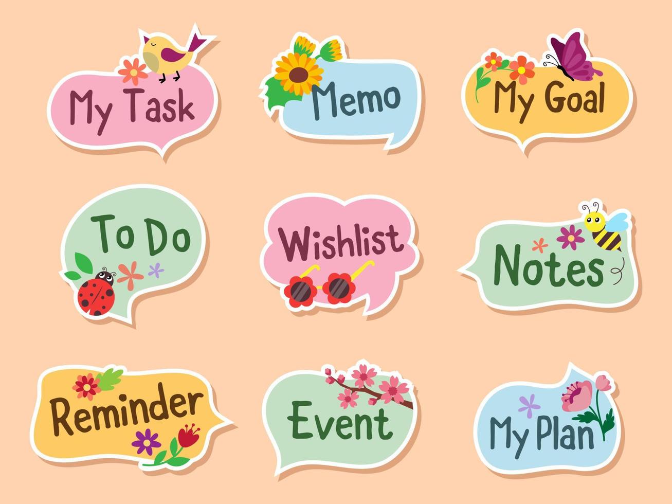 Spring Journal Sticker Set vector