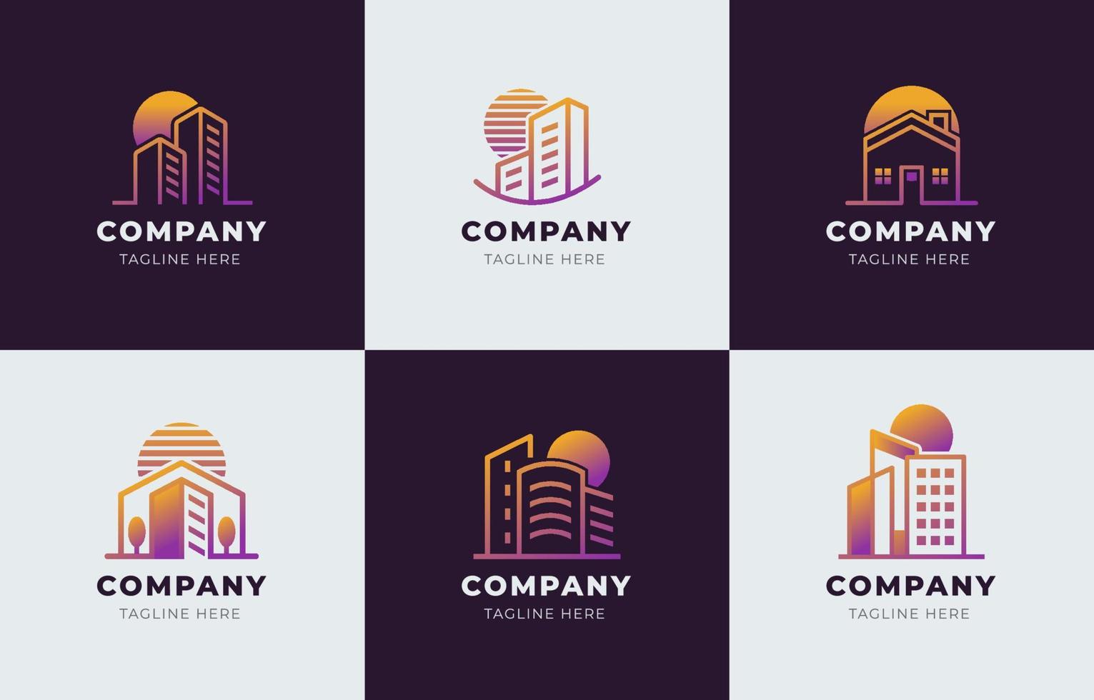 conjunto de logotipo de empresa de construcción vector