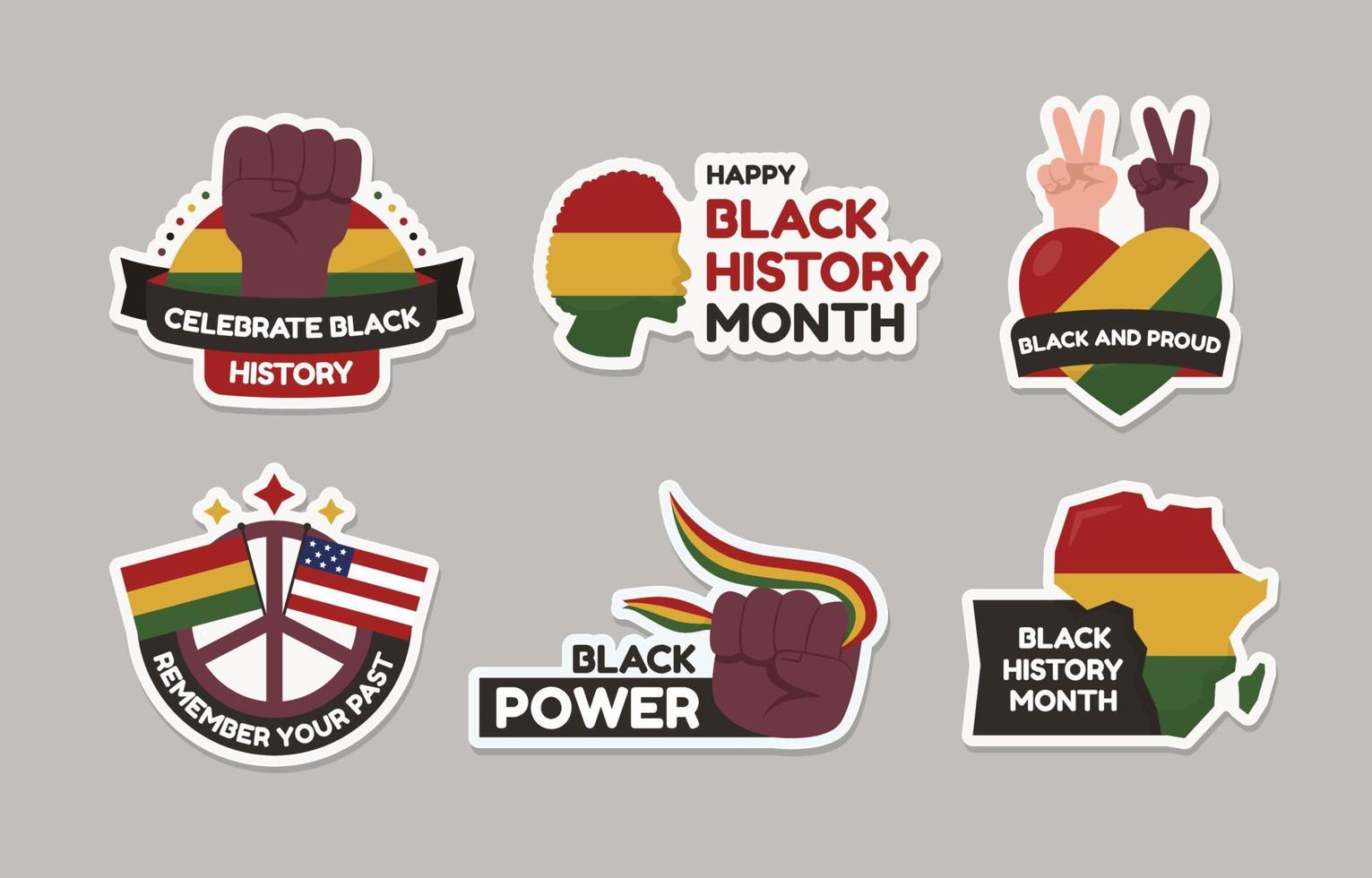 Black History Month Greeting Stickers vector