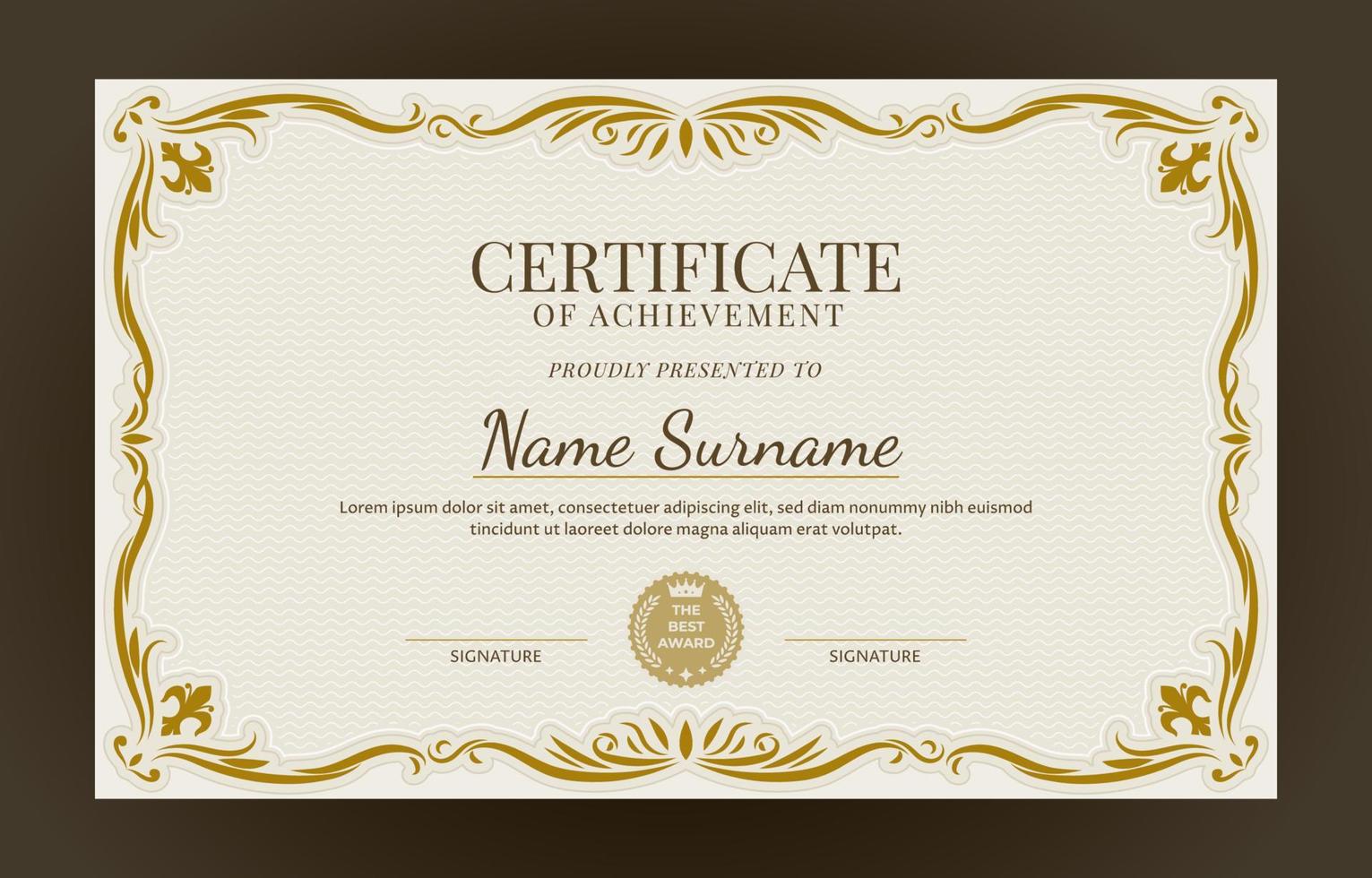 Classic Victorian Certificate Template vector