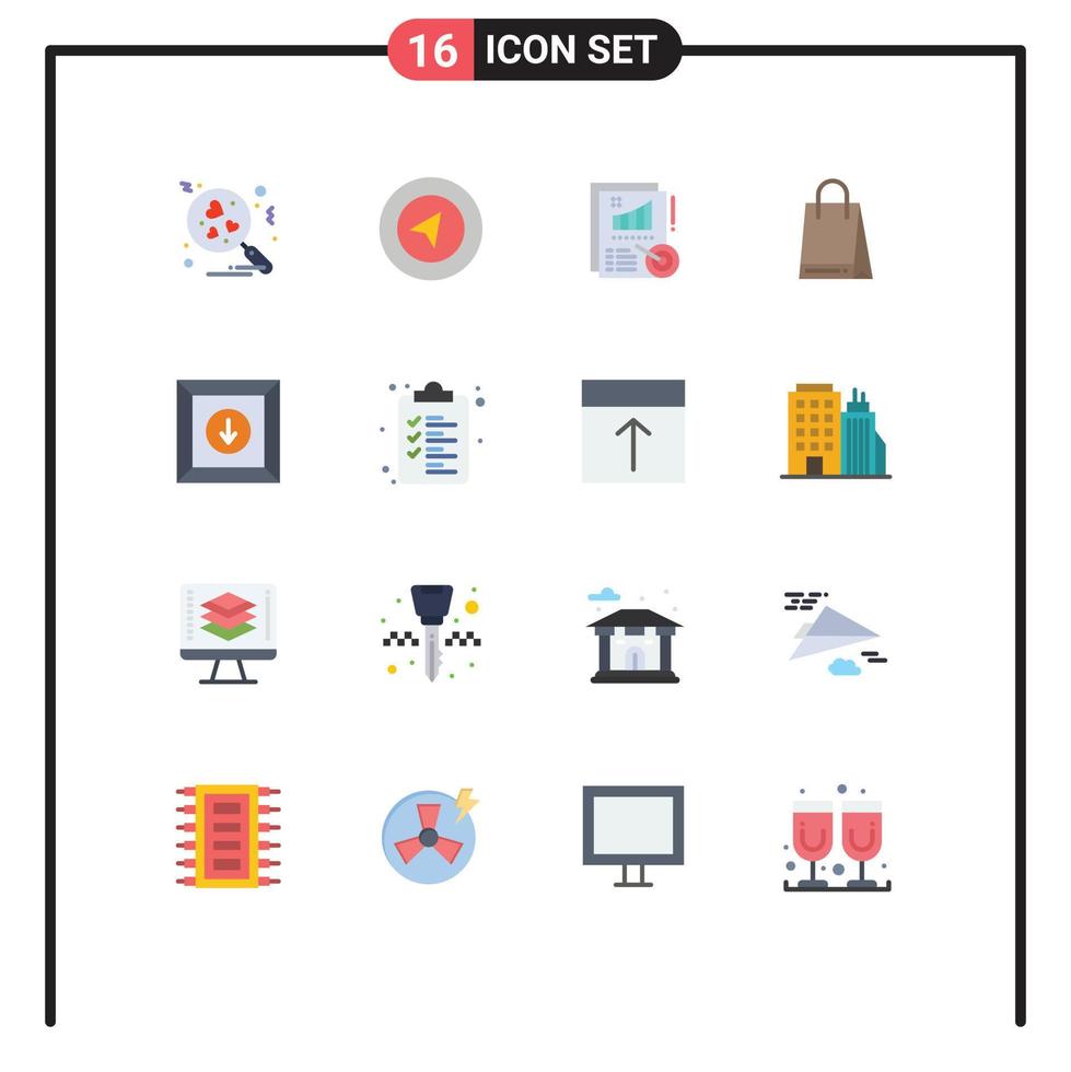 Pictogram Set of 16 Simple Flat Colors of list product report download canada Editable Pack of Creative Vector Design Elements