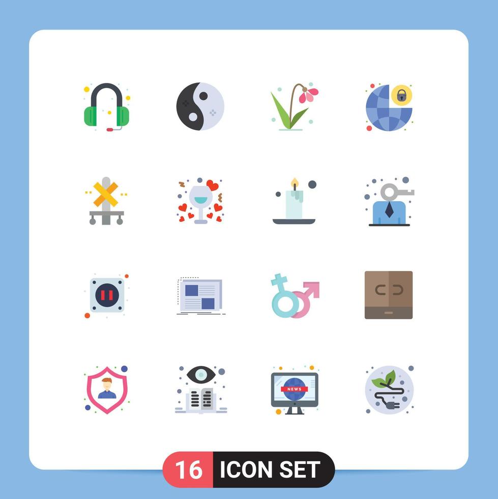 User Interface Pack of 16 Basic Flat Colors of cross padlock women lock tulip Editable Pack of Creative Vector Design Elements