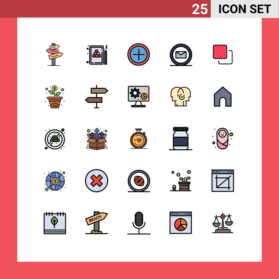 Universal Icon Symbols Group of 25 Modern Filled line Flat Colors of quadruple four game e commerce email Editable Vector Design Elements