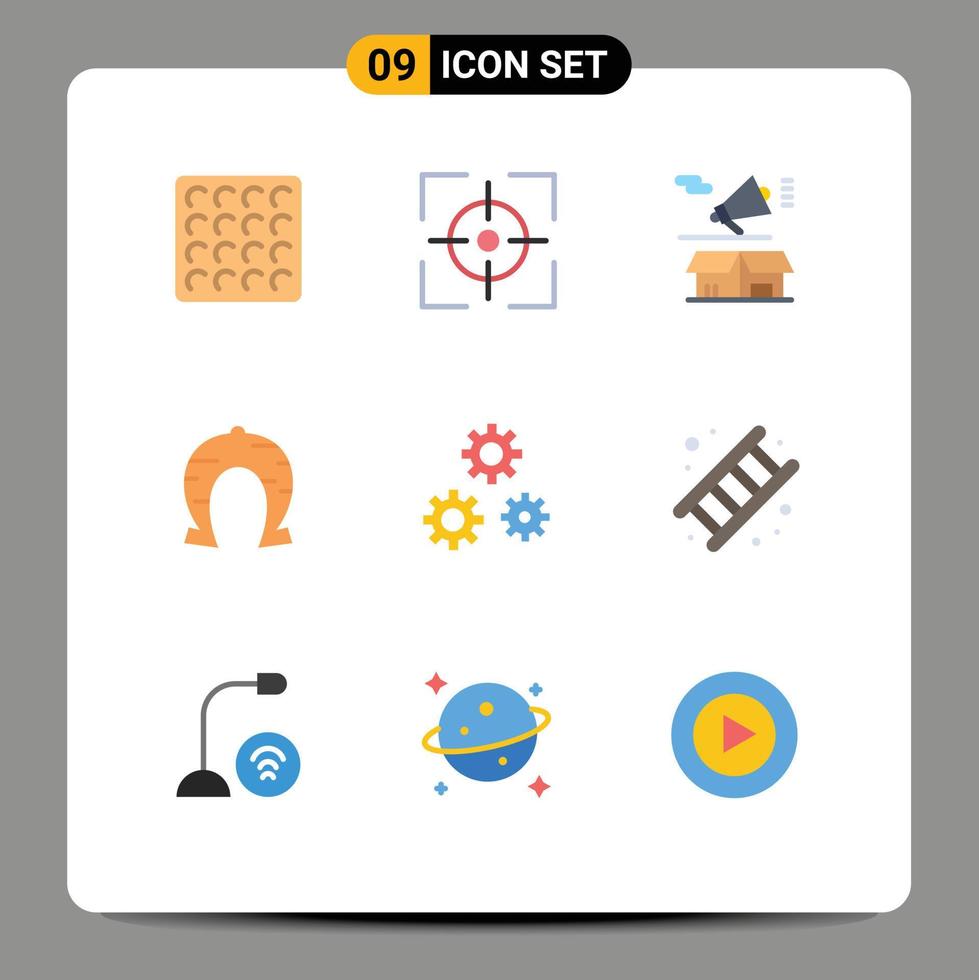 9 Thematic Vector Flat Colors and Editable Symbols of configuration luck announcement horseshoe festival Editable Vector Design Elements